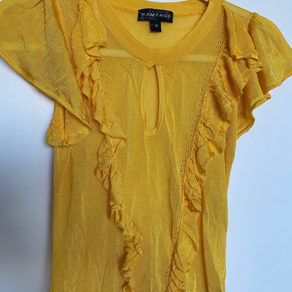 Rampage Yellow Ruffle Blouse - Picture 5 of 7